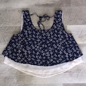 Blue Floral Tank Top